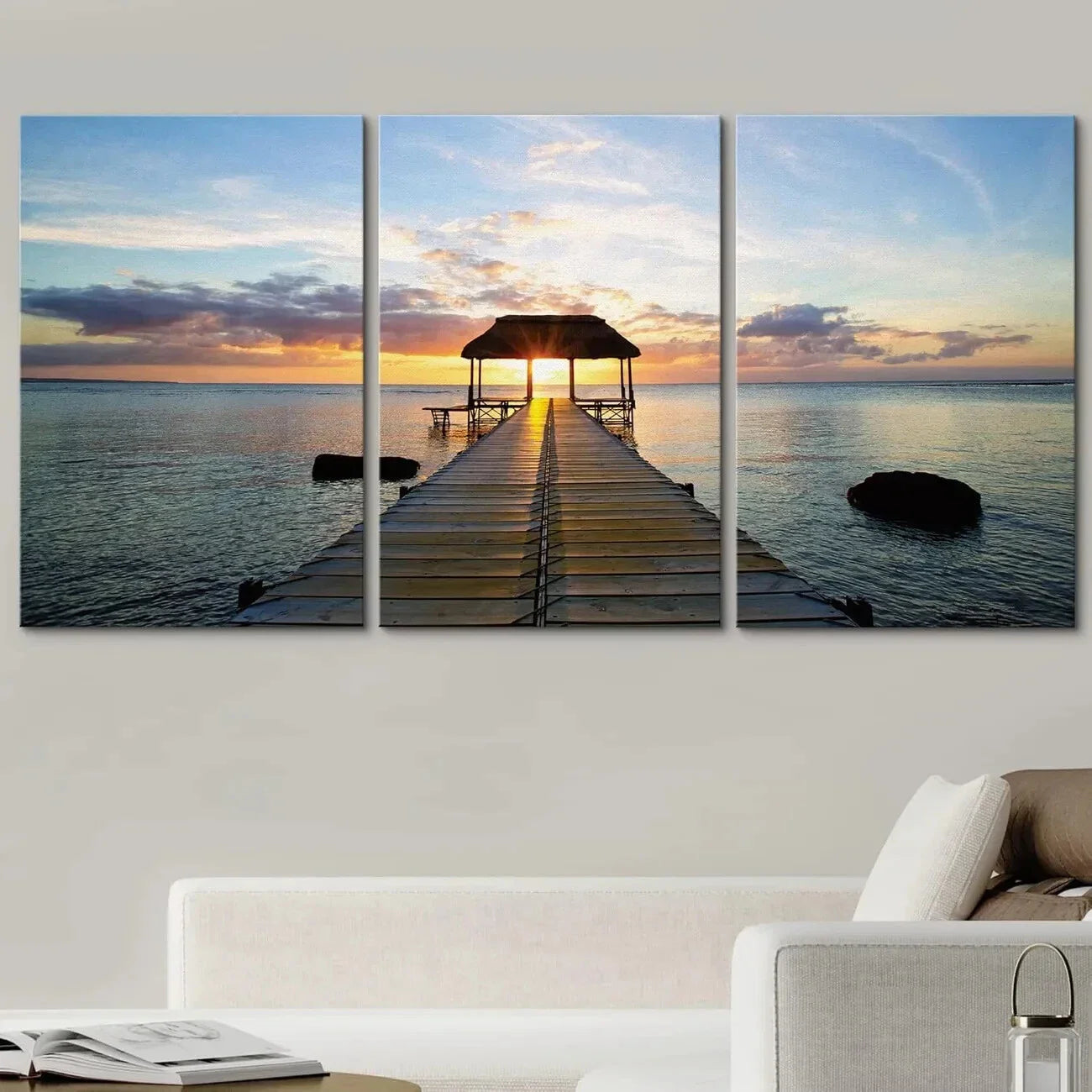 3pcs Calmness at Sunset Giclee Beautiful Metal Print Ready to Hang Art