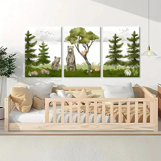 3pcs Set of Forest Nursery Wildlife Metal Print Ready to Hang Art