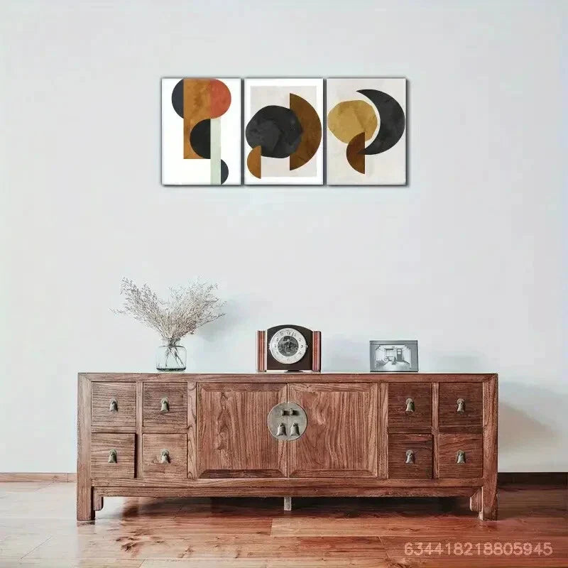 3pcs Modern Geometric & Abstract Metal Print Ready to Hang Art
