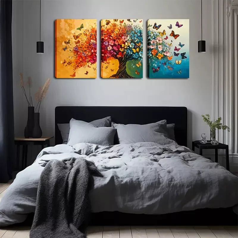 3pcs Imaginary Trees And Butterflies Wall Art Set Canvas Framed 40x60cm - High Quality Print 100% Australian Made Wall Canvas Ready to Hang