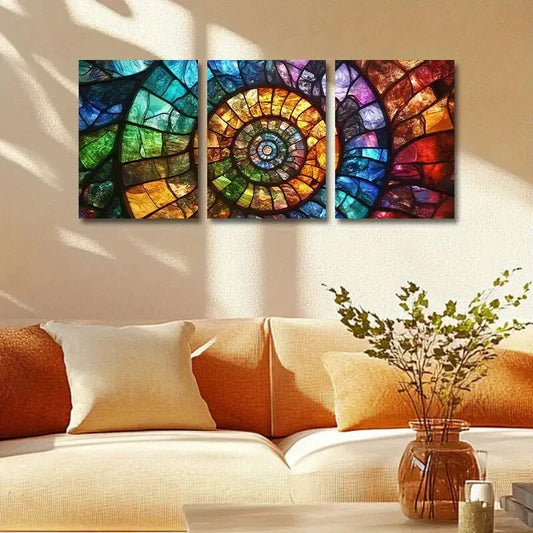 3pcs Splicing Vortex Design Metal Print Ready to Hang Art