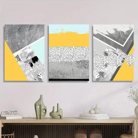 3pcs Classic Abstract Geometric Shapes Metal Print Ready to Hang Art