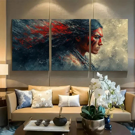 3pcs Native Warrior Indigenous Horseback Archer Metal Print Ready to Hang Art