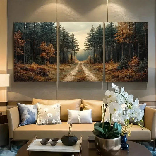 3pcs Forest Path Peaceful land Trail Design Metal Print Ready to Hang Art