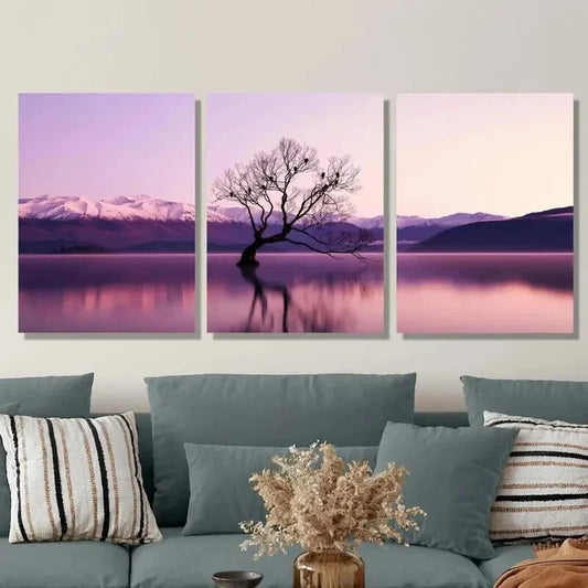 3pcs Sunset, Wisconsin Lake, Bird Perching Metal Print Ready to Hang Art