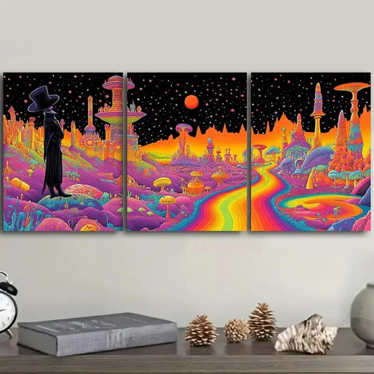3pcs Strange place (1 Wall Art Set Canvas Framed 40x60cm - High Quality Print 100% Australian Made Wall Canvas Ready to Hang