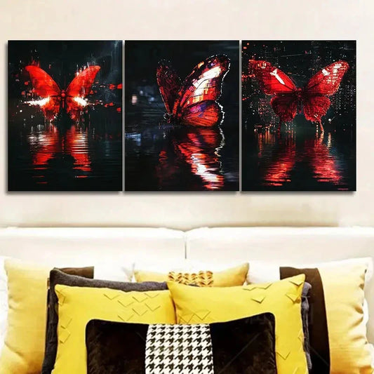 3pcs Featuring Butterfly-Themed Wall Art Set Canvas Framed 40x60cm - High Quality Print 100% Australian Made Wall Canvas Ready to Hang
