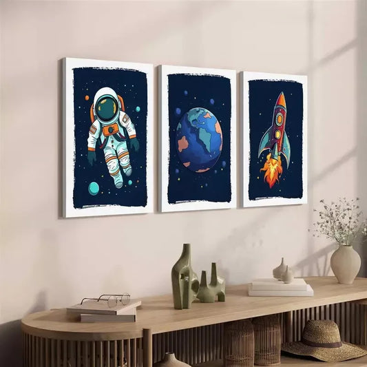 3pcs Space Themed Canvas Framed 40x60cm - High Quality Print 100% Australian Made Wall Canvas Ready to Hang