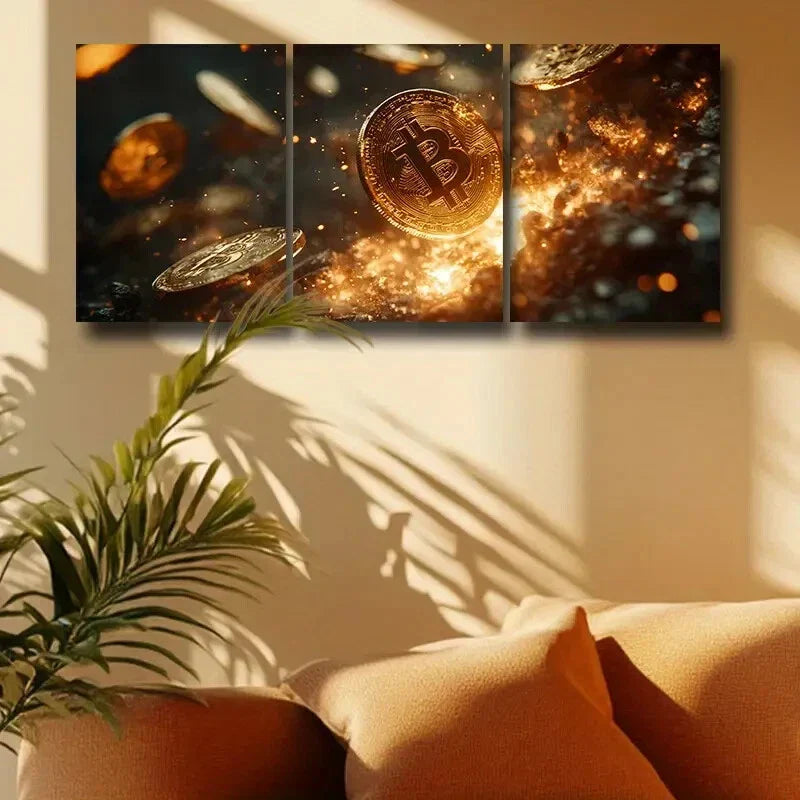 3pcs The Bitcoin logo Design Metal Print Ready to Hang Art