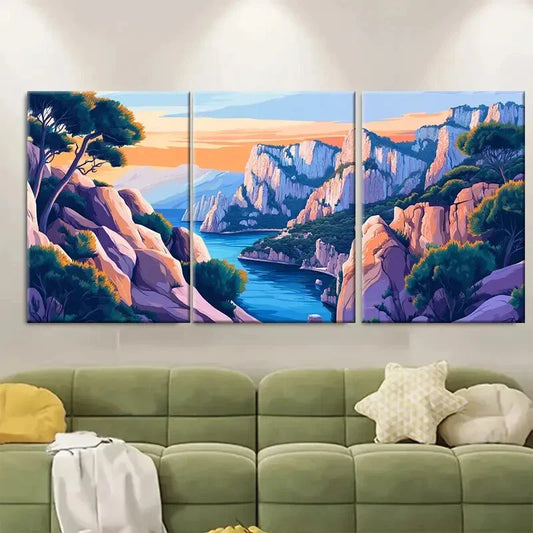 3pcs Calanques France Travel Landscape PosterMetal Print Ready to Hang Art