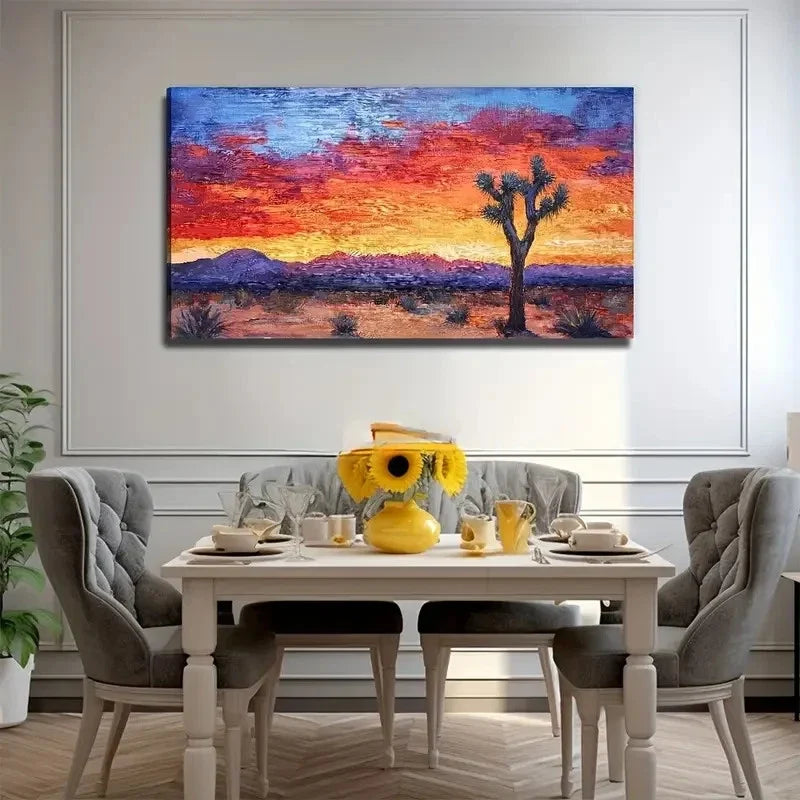 Large Cactus Desert Landscape Wall Art Canvas Office Home Room Framed 120x60cm