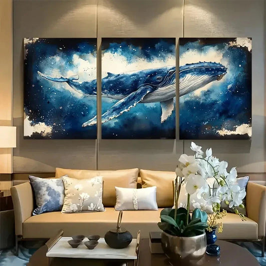 3pcs Humpback Whale Watercolor Metal Print Ready to Hang Art