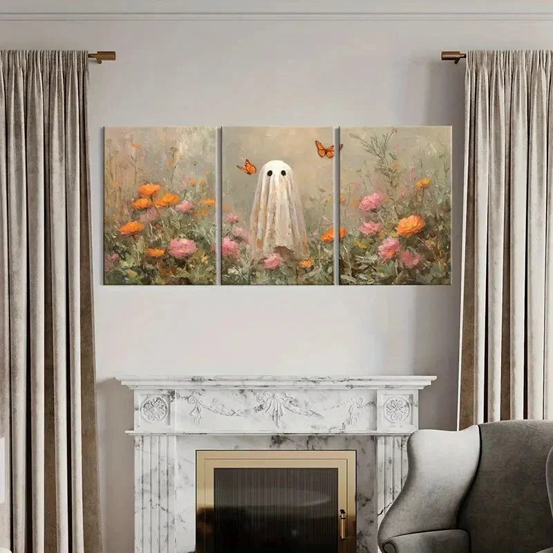 3pcs Artistic Figure Floral Surroundings Metal Print Ready to Hang Art