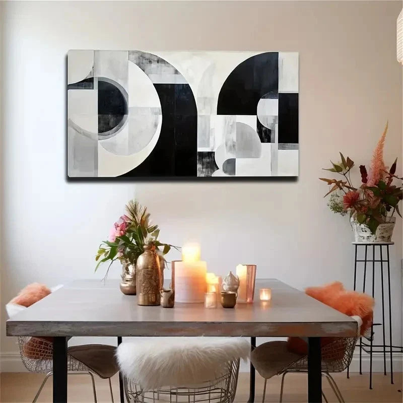 Modern Abstract Minimalist Wall Art Canvas Office Home Room Framed 80x45cm