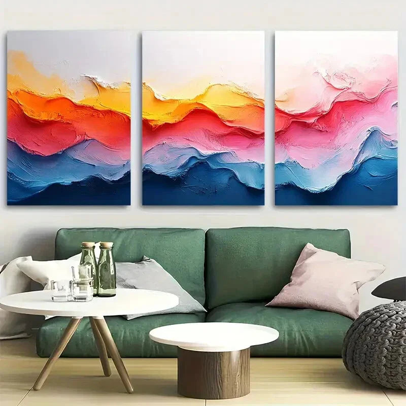 3pcs Abstract Digital Soothing Pastel Palette Metal Print Ready to Hang Art