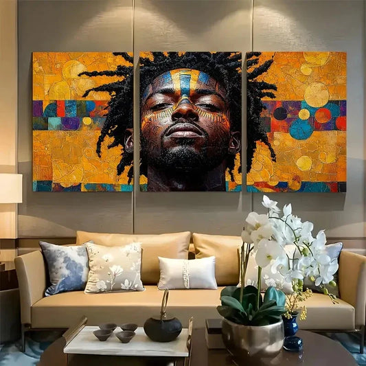 3pcs African Warrior Bold Cultural Metal Print Ready to Hang Art