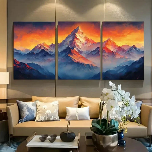 3pcs Apsarasas Kangri Mountain Metal Print Ready to Hang Art