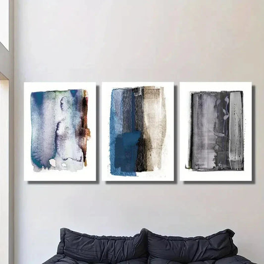 3pcs Watercolor Texture Abstract Art, Metal Print Ready to Hang Art