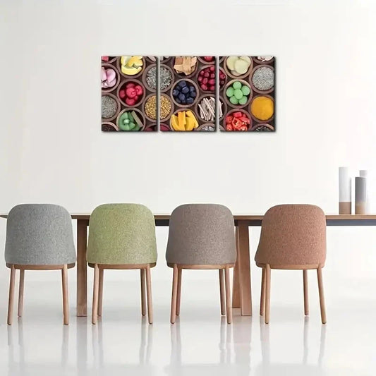 3pcs Collage of Healthy Super Fruits and Veggies Metal Print Ready to Hang Art
