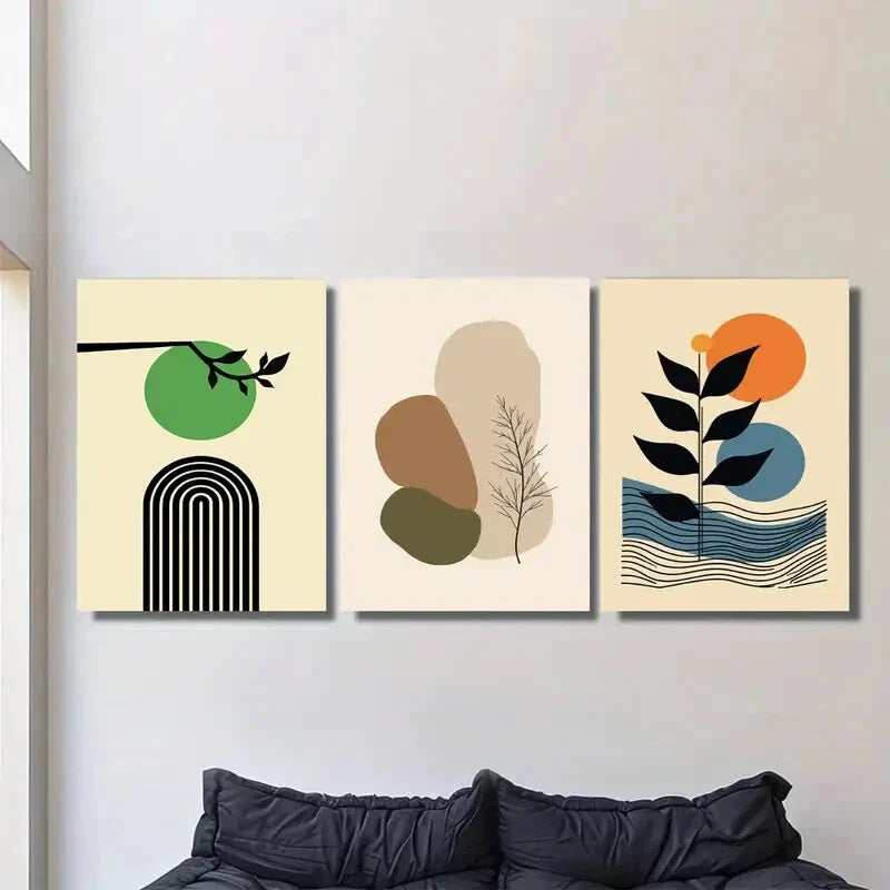 3pcs Modern Minimalist Abstract Metal Print Ready to Hang Art