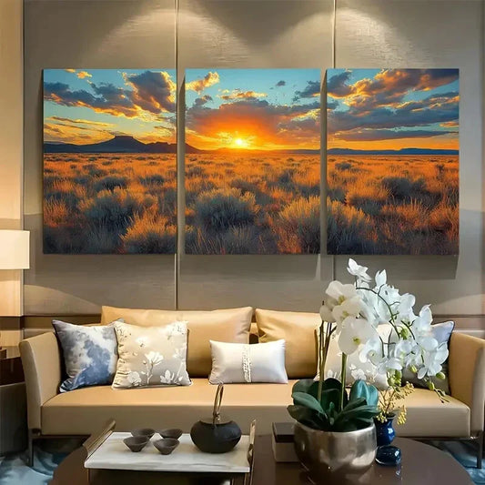 3pcs Navajo Hogan Desert Scene Metal Print Ready to Hang Art