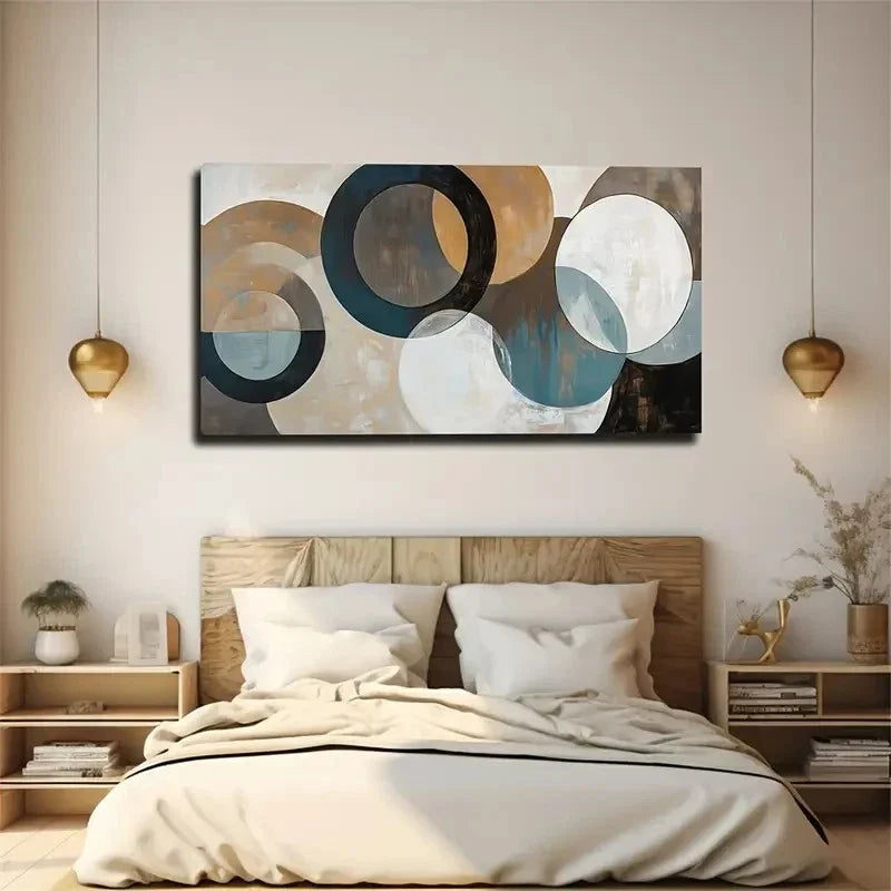 Colorful Circle Design Modern Wall Art Canvas Office Home Room Framed 120x60cm