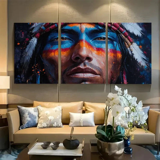 3pcs Legendary Native American Figure Metal Print Ready to Hang Art