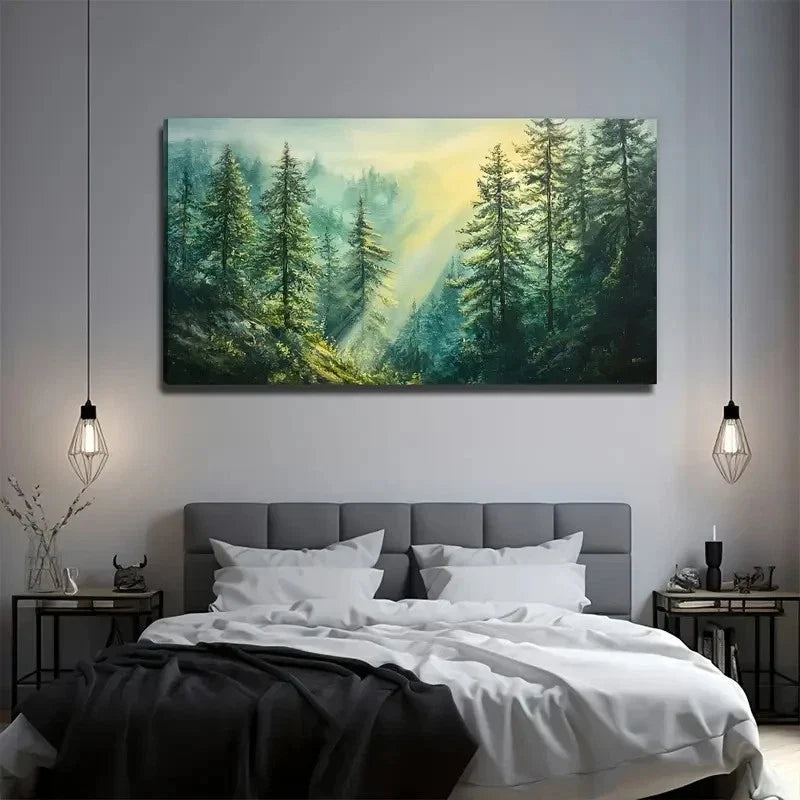 Sunlight Woods Suitable Wall Art Canvas Office Home Room Framed 80x45cm