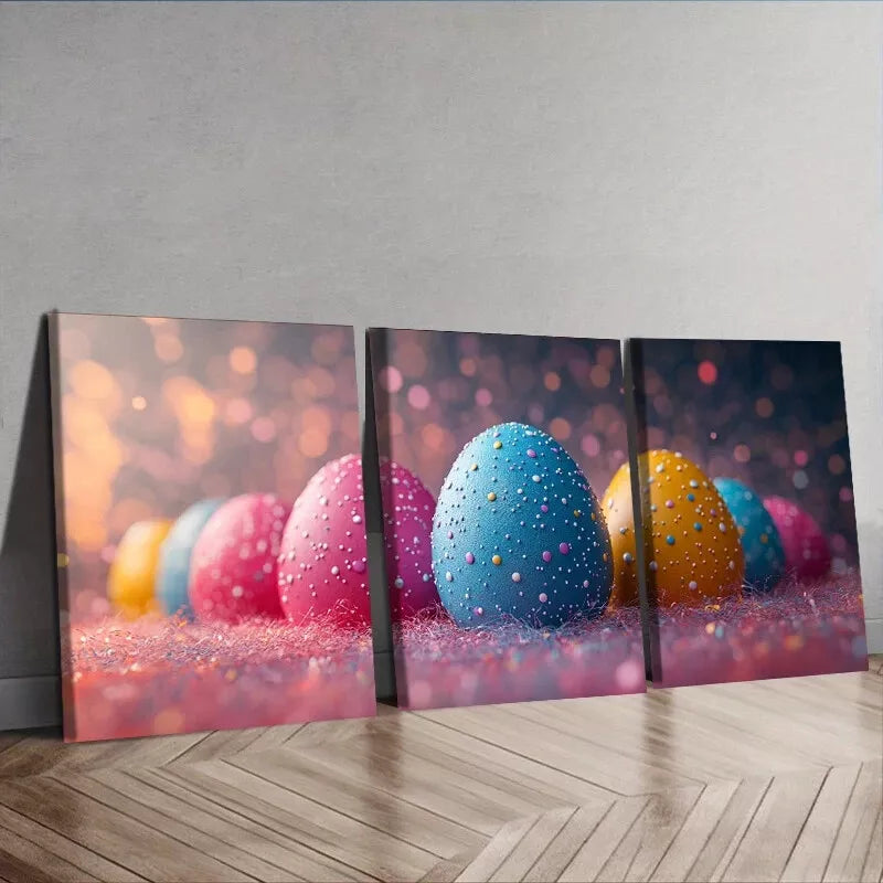 3pcs Two Colorful Easter Eggs Canvas Wall Art Set Canvas Framed 40x60cm - High Quality Print 100% Australian Made Wall Canvas Ready to Hang