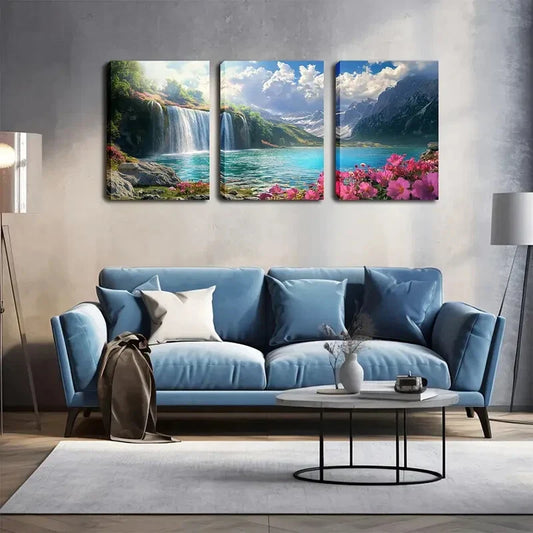 3pcs Rustic Coastal Style Solid Pattern Wall Art Set Canvas Framed 40x60cm - High Quality Print 100% Australian Made Wall Canvas Ready to Hang