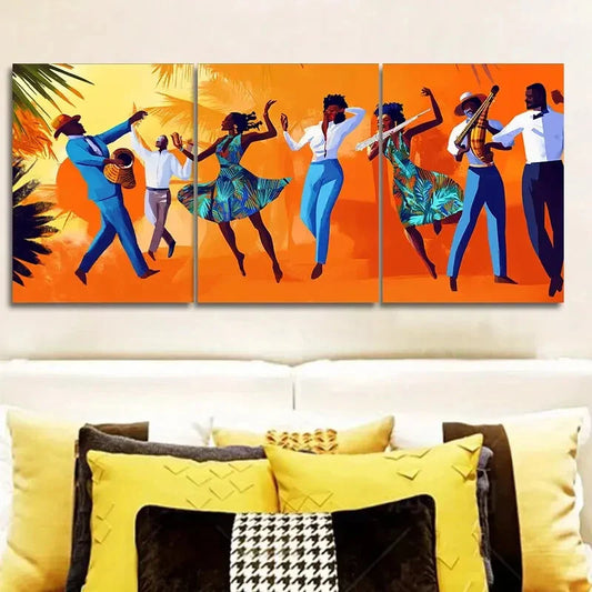 3pcs Fashionable African American Wall Art Set Canvas Framed 40x60cm - High Quality Print 100% Australian Made Wall Canvas Ready to Hang