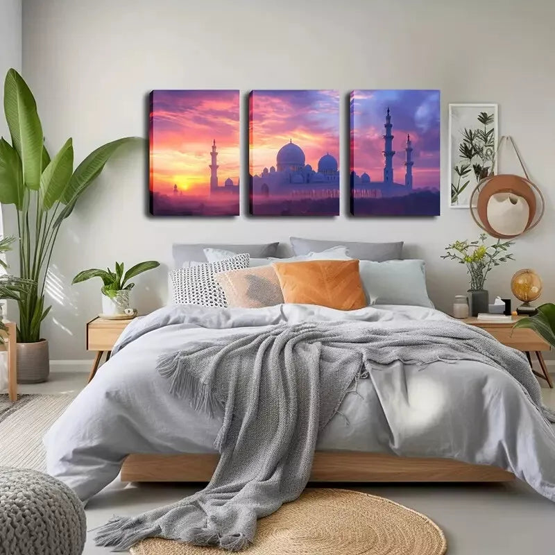 3pcs Magical Religious Landmark Wall Art Set Canvas Framed 40x60cm - High Quality Print 100% Australian Made Wall Canvas Ready to Hang