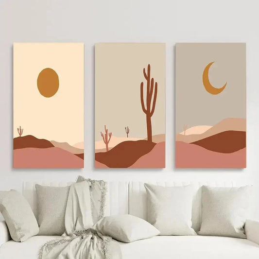 3pcs Art Abstract in Earthy Colors Metal Print Ready to Hang Art