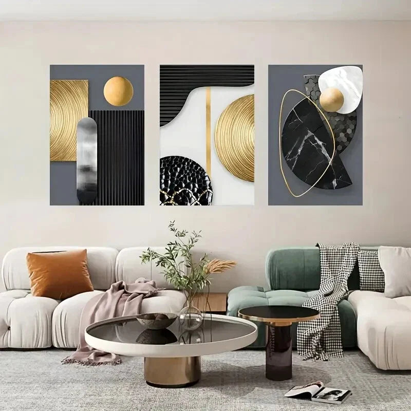 3pcs Modern Style Transverse Orientation Metal Print Ready to Hang Art