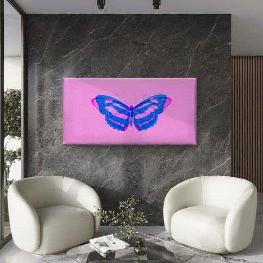 Butterfly Double Color Abstract Wall Art Canvas Office Home Room Framed 80x45cm