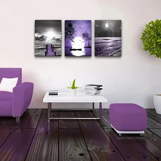 3pcs Black And White Wall Painting Metal Print Ready to Hang Art