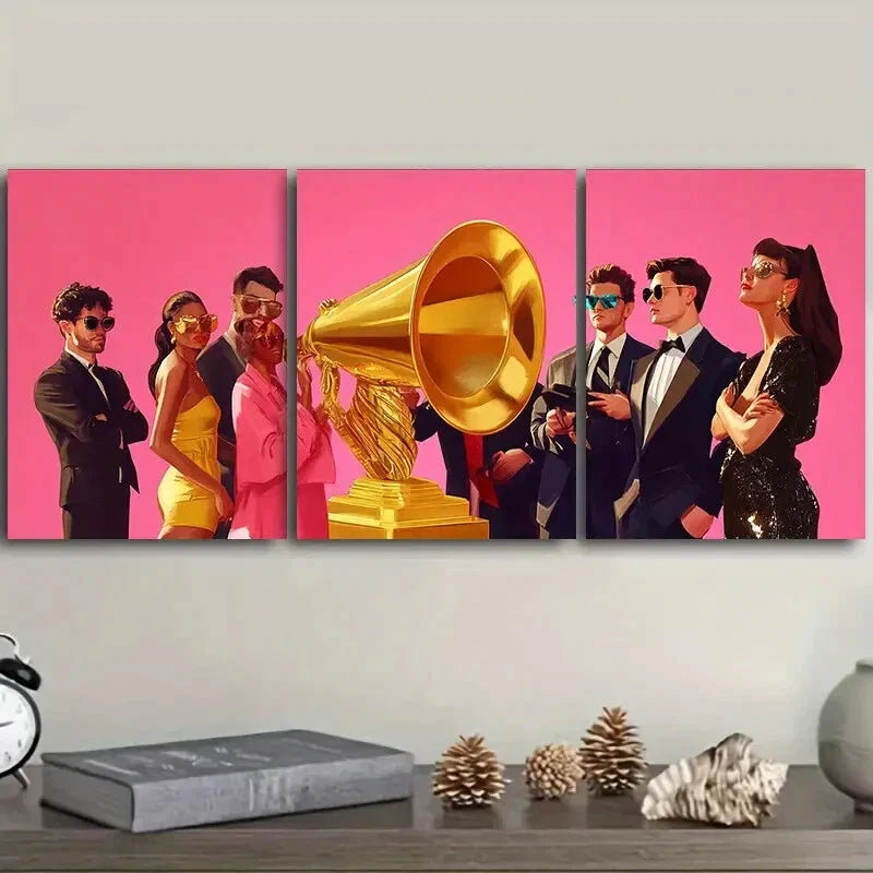 3pcs Grammy Award (2) Wall Art Set Canvas Framed 40x60cm - High Quality Print 100% Australian Made Wall Canvas Ready to Hang