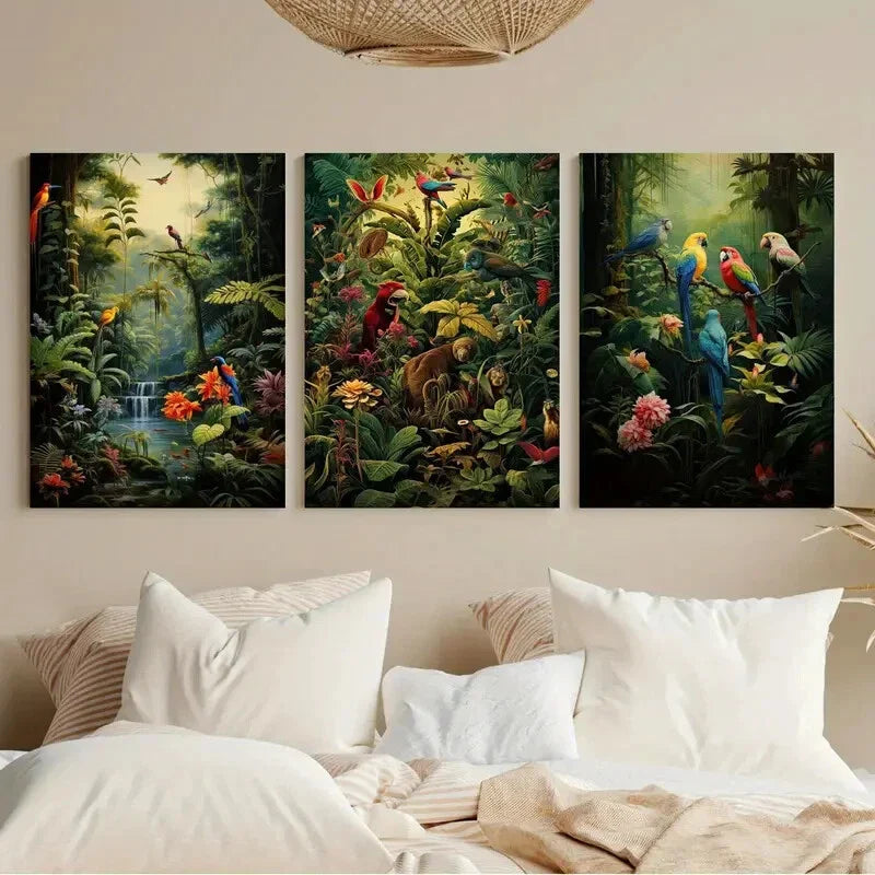 3pcs Floral Posters Boho Leaf Tropical Jungle Metal Print Ready to Hang Art