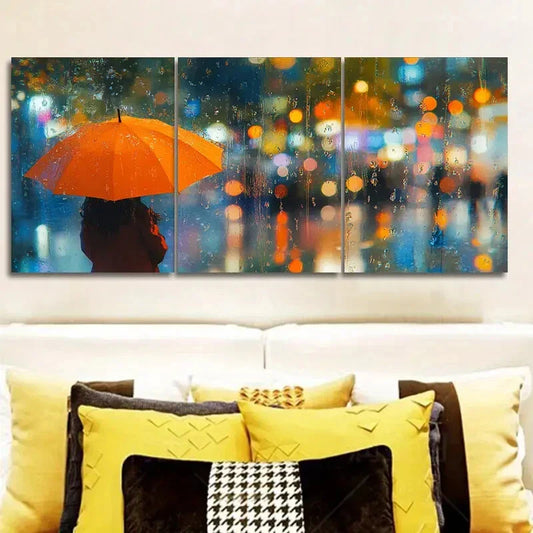 3pcs Yellow umbrella Wall Art Set Canvas Framed 40x60cm - High Quality Print 100% Australian Made Wall Canvas Ready to Hang