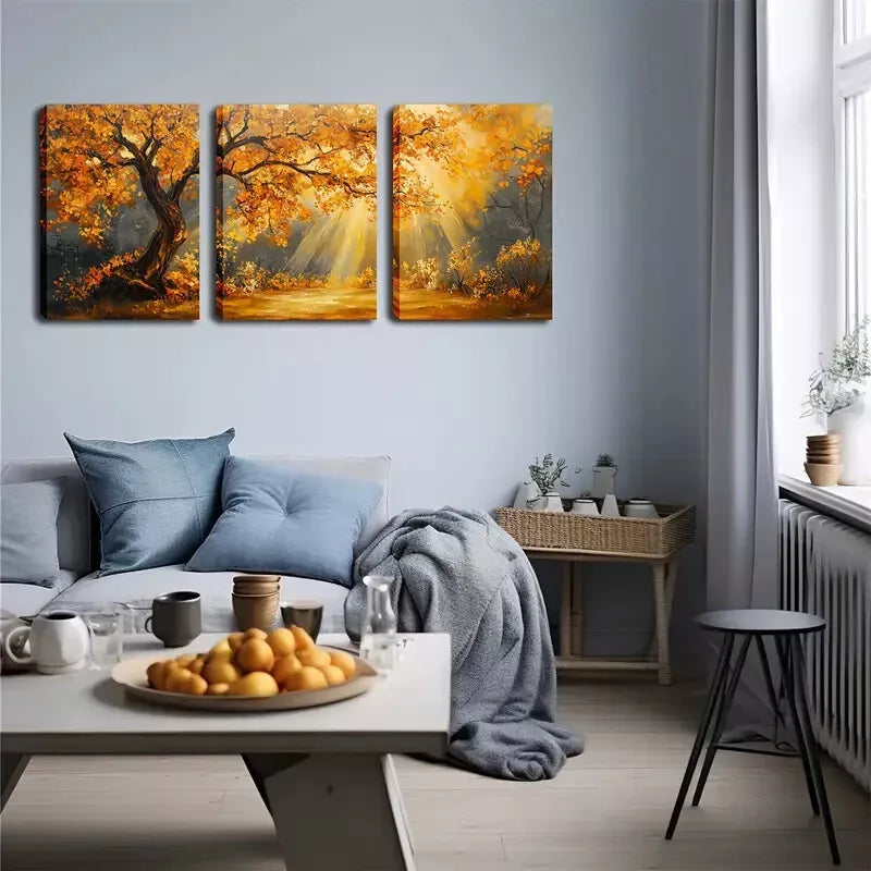 3pcs A Large Maple Tree Wall Art Set Canvas Framed 40x60cm - High Quality Print 100% Australian Made Wall Canvas Ready to Hang