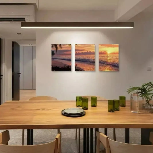 3pcs Sunset Palm Tree View Canvas Framed 40x60cm - High Quality Print 100% Australian Made Wall Canvas Ready to Hang