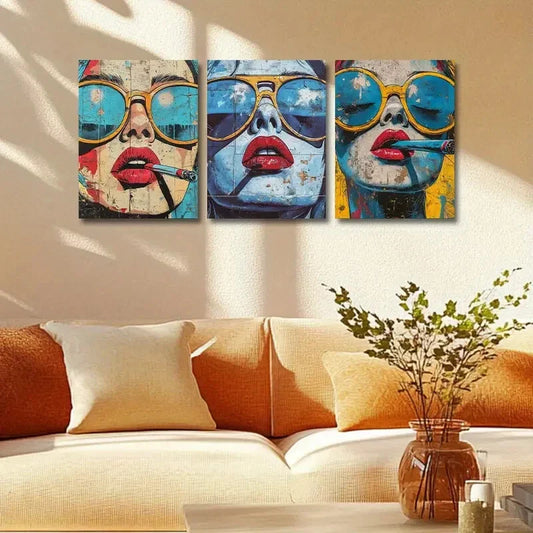 3pcs Retro Chic Vintage Style with Distressed Hues Metal Print Ready to Hang Art