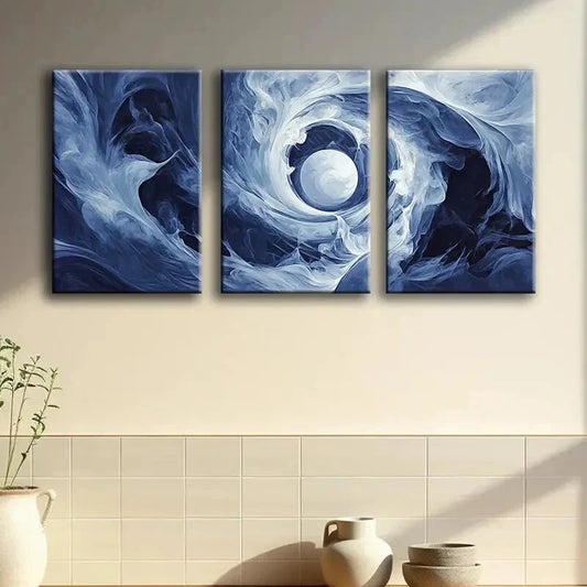 3pcs Abstract Digital Dark Light Perfect Wall Art Set Canvas Framed 40x60cm - High Quality Print 100% Australian Made Wall Canvas Ready to Hang