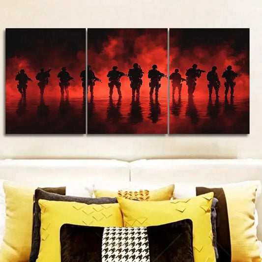 3pcs group of soldiers standing Wall Art Set Canvas Framed 40x60cm - High Quality Print 100% Australian Made Wall Canvas Ready to Hang