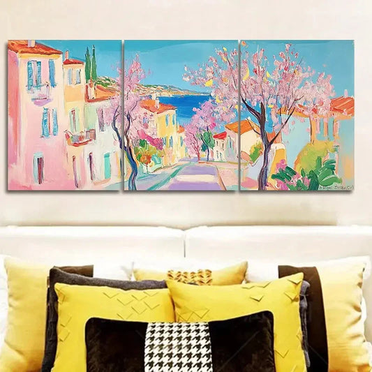 3pcsThe cherry blossoms open Wall Art Set Canvas Framed 40x60cm - High Quality Print 100% Australian Made Wall Canvas Ready to Hang