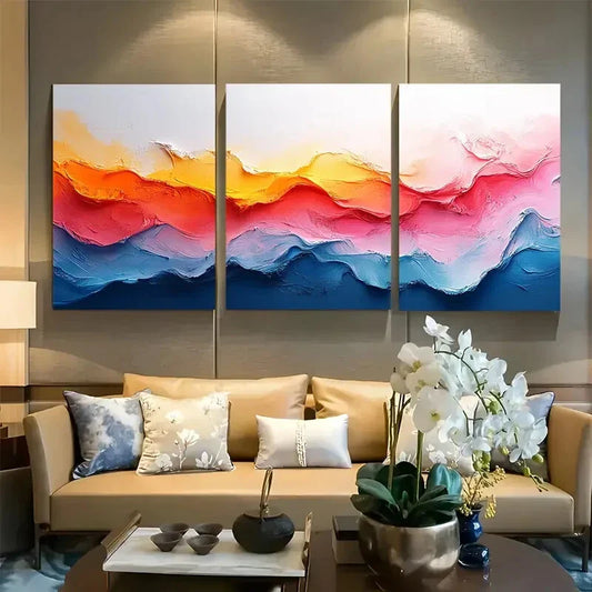 3pcs Abstract Digital Soothing Pastel Palette Metal Print Ready to Hang Art