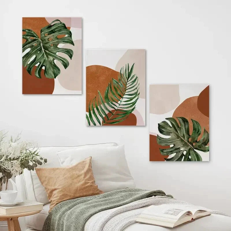 3pcs Geometric Neutral Green Brown Beige Metal Print Ready to Hang Art