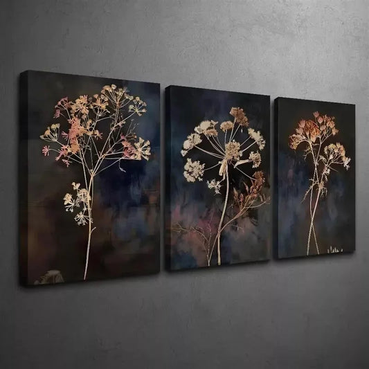 3pcs Vintage Wildflower Canvas Framed 40x60cm - High Quality Print 100% Australian Made Wall Canvas Ready to Hang