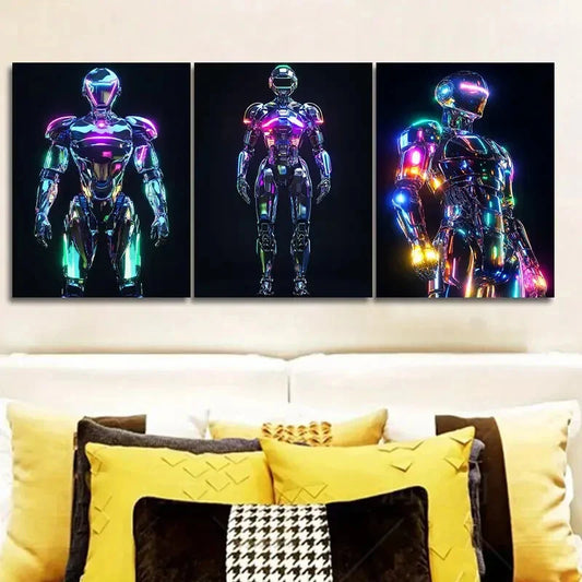 3pcs Astronauts on the Moon Wall Art Set Canvas Framed 40x60cm - High Quality Print 100% Australian Made Wall Canvas Ready to Hang