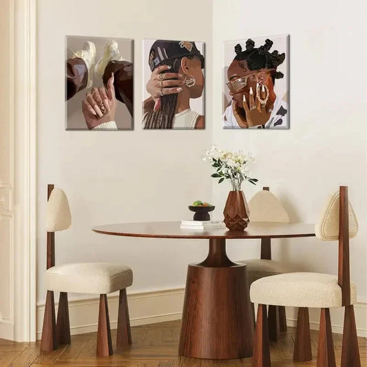 3pcs abstract African American Metal Print Ready to Hang Art